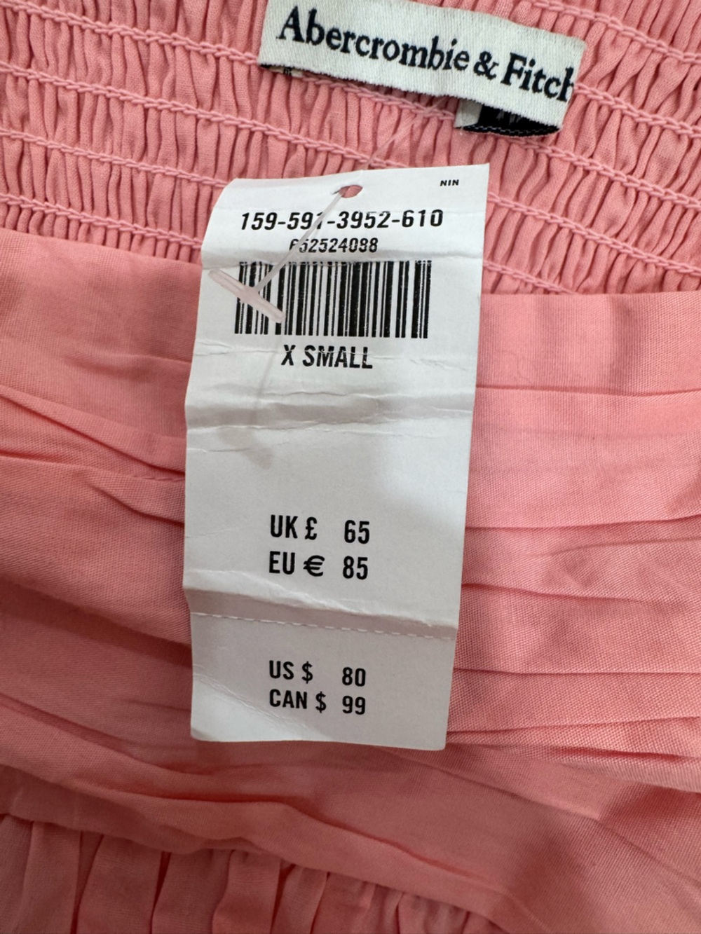 NWT Abercrombie & Fitch Emerson Poplin Puff Sleeve Mini Dress XS Light Pink - Picture 13 of 16